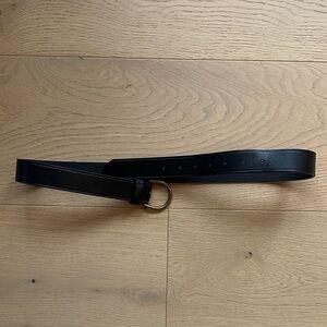 Madewell Black Leather Belt with Gold Buckle